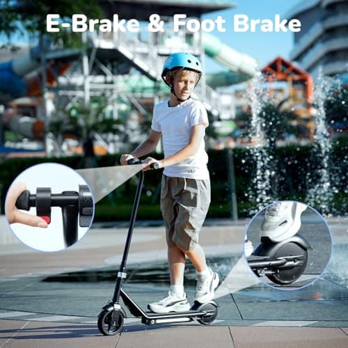 iScooter IK3 Electric Scooter for Kids Ages 6-12, 150W Motor, LED Display, 3 speeds Adjustable, Colorful Lights, Double Brake, Kids Electric Scooter with Magnetic Charging (IK3,Black) 6