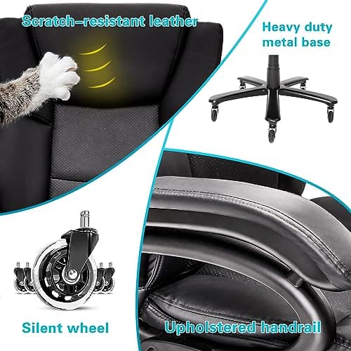 Indulgear 500lbs Big and Tall Office Chair, Heavy Duty Office Chair for Heavy People, High Back Executive Desk Chair with Adjustable Lumbar Support,Quiet Rubber Wheel,Pocket Spring Cushion 8