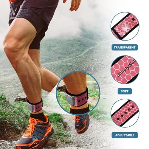 SimplyWalk Adjustable Ankle Band for Fitness Pedometer, Soft Wear Ankle Band with Transparent Pouch for Step Counter and Smart Watch (Pedometer Not Included) (Pink) 3