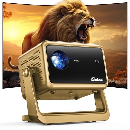 【Auto Focus & Keystone】Mini Projector with 1080P Supported, iSinbox WiFi6 Bluetooth 135°Rotatable Portable Ceiling Projector for Bedroom, Home Cinema Video Projectors for TV Stick/PS5/Phone Gold