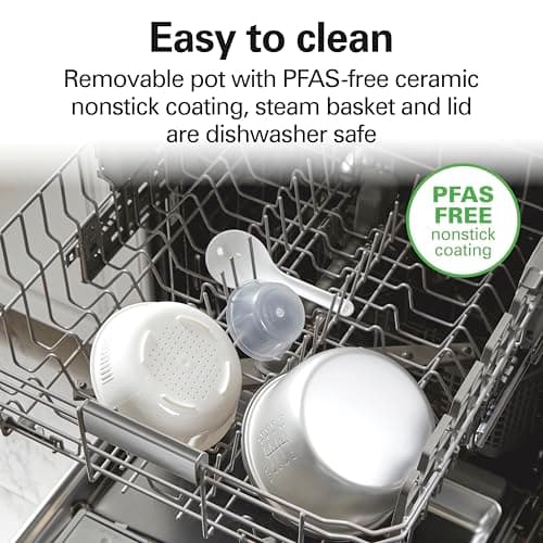 Hamilton Beach Digital Programmable Rice Cooker & Food Steamer, 8 Cups Cooked (4 Uncooked), With Steam & Rinse Basket, Stainless Steel (37518) 7