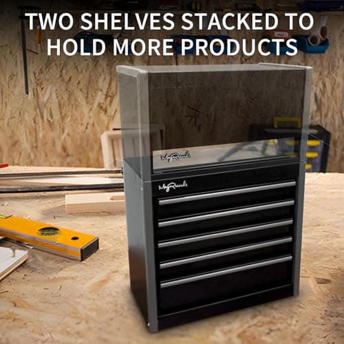 MayRecords Black Mini Metal Tool Box with 5 Drawers and Top Storage, Portable Tools Storage and Organizers, Home DIY (black, 5 drawer) 7