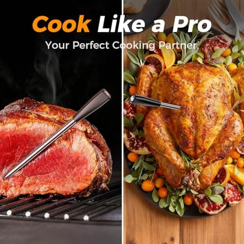 Smart Wireless Meat Thermometer,Digital Cooking Thermometer with Dual High-Accuracy Sensors,Ceramic Heat-Resistant Probe, Instant Read LCD & App Control for Kitchen,BBQ,Oven,Grill,Air Fryer 5