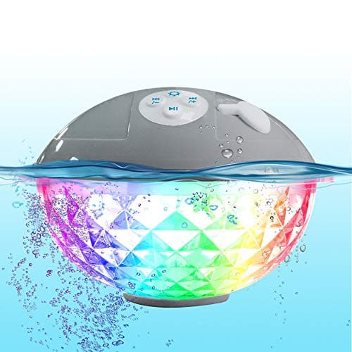 Blufree Floating Pool Speakers with Colorful Lights, IP68 Waterproof Bluetooth Speaker for Pool, Crystal Clear Sound Hot Tub Speaker for Pool, Spa and Outdoor