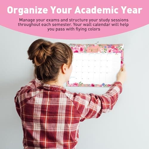 S&O Watercolor Floral Wall Calendar from January 2025-June 2026 - Tear-Off Monthly Calendar - 18 Month Academic Wall Planner - Hanging Organizer to Track for Anniversaries & Appointments - 13.5"x10.5”in 7