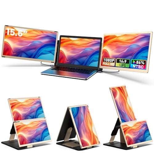 Laptop Screen Extender, 15.6'' Triple Portable Monitor with 86% NTSC IPS FHD 1080P Display, Detachable Laptop Monitor Extender Compatible with Wins/Mac/Linux/Dex/Chrome, Working with Desktop/Mini PC