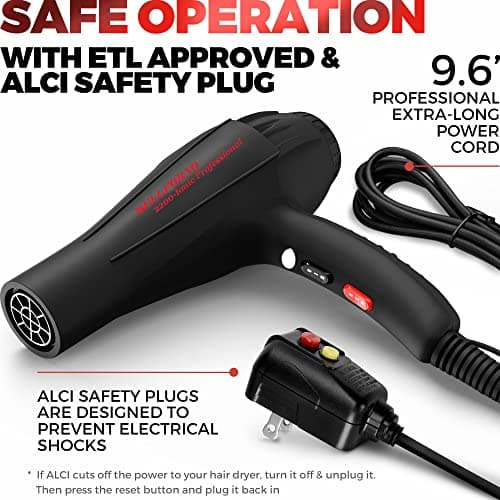 Professional 2200W Diffuser Hair Dryer for Curly and Natural Wavy Hair, Low Noise Negative Ionic Blow Dryer with Diffuser, The New Upgraded Motor & Ceramic Technology for Fast Drying by BELLFORNO 5