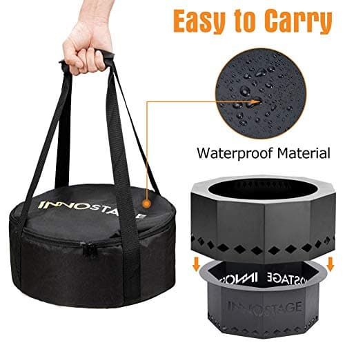 INNO STAGE Patented Smokeless Fire Pit, 13 Inch Low Smoke Camping Stove Outdoor Wood Pellet Burning Spark Portable Carrying Bag, Firepit Grill Bowl of Fireplace Picnic Camping Cooking on Beach - S 5