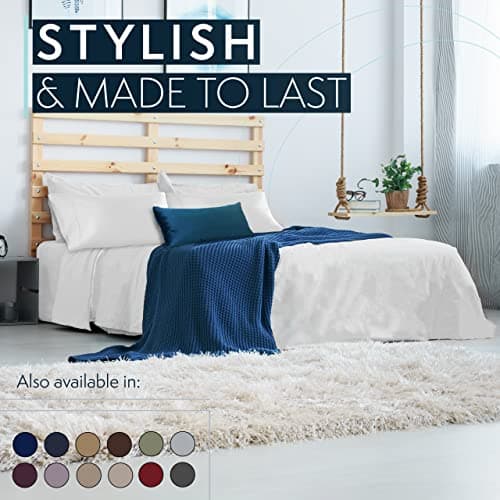 HC Collection Bed Sheets Set, HOTEL LUXURY Platinum Collection 1800 Series Bedding Set, Deep Pockets, Wrinkle & Fade Resistant, Hypoallergenic Sheet & Pillow Case Set (Queen, White) 8