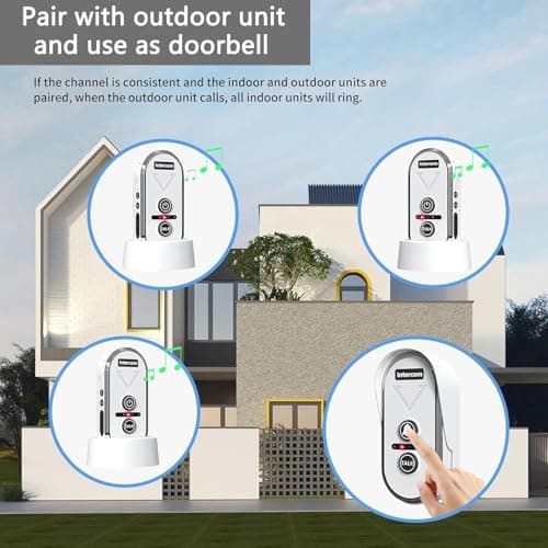 PANDAAR Intercoms Wireless for Home, 2 Way Intercom Communication 4900ft Long Range,Room to Room Intercom Wireless with 3 Volume Levels,20 Chimes Home Intercom System for Indoor Outdoor Use 6