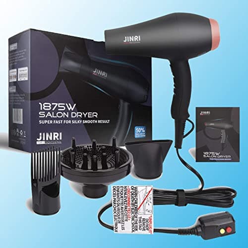 Infrared Hair Dryer, Professional Salon Negative Ionic Blow Dryers for Fast Drying, Pro Ion Quiet Hairdryer with Diffuser & Concentrator & Comb Black Gold 7