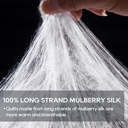 Luxury Silk Comforter/Duvet/Quilt King Size (104"x90", 7.9lbs/3.6kg), Filled with Long Strand Mulberry Silk-Warm and Lightweight for All Seasons, with 100% Long Staple Cotton Cover 400TC-White 6