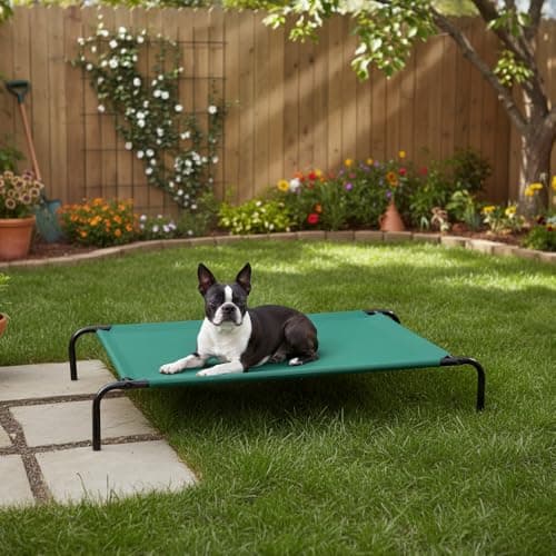 Amazon Basics Cooling Breathable Elevated Dog Bed with Metal Frame for Large Dogs, 51" x 31" x 8", Green, Easy to Assemble 7