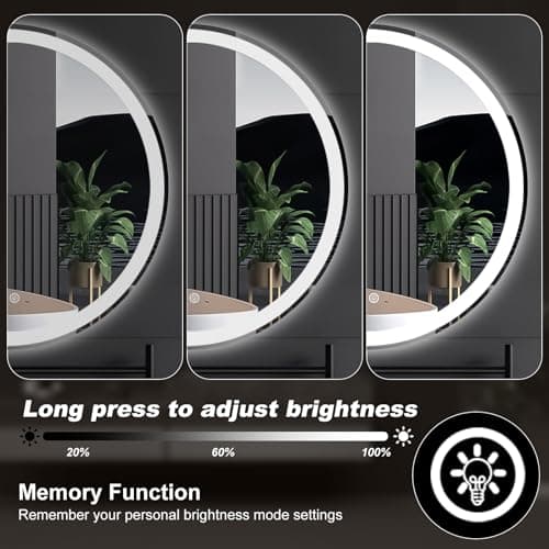 DUMOS 30 Inch Round LED Bathroom Mirror with Lights, Circle Vanity Mirror with Anti-Fog, Dimmable, 3-Color Light, Memory Function, Tempered Glass 7
