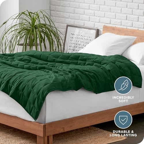 Bare Home Weighted Blanket All-Natural 100% Cotton with Nontoxic Glass Beads 40"x60" 10lbs, Green 5