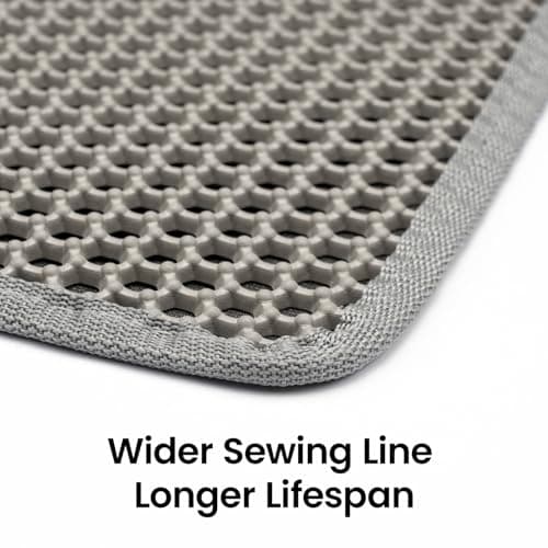 Cat Litter Mat New Size 23.6"x14.6" for Small Spaces, Upgrade Super Waterproof Back Layer Litter Box Mat, Non Slip, Durable, Soft on Paws Kitty Trapping Matt, Gray 7
