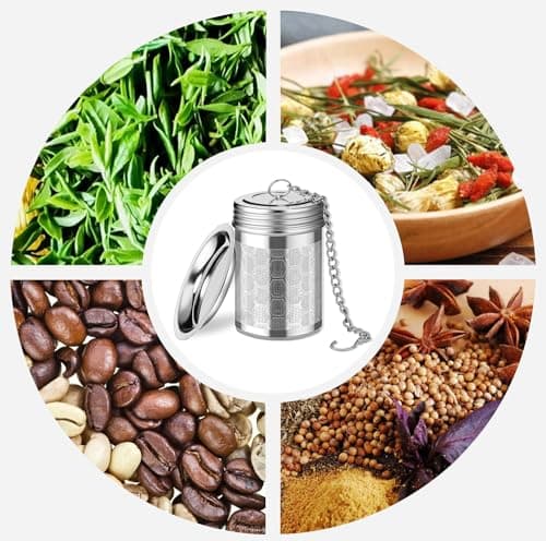 CADAVO Tea Infuser Strainers for Loose Tea, 304 Stainless Steel Tea Diffusers Filter with Drip Trays and Chain Hook, Extra Fine Mesh Tea Steeper Basket Infusers for Teapot, Mug, Cup 5