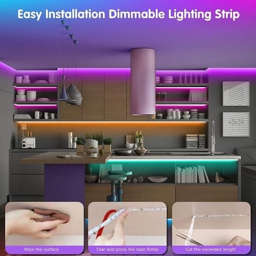 Tenmiro Led Lights for Bedroom 100ft (2 Rolls of 50ft) Music Sync Color Changing Strip Lights with Remote and App Control RGB Strip, for Room Home Party Decoration 7