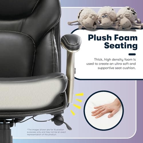 Serta Claremont Ergonomic Executive Office Chair with Back in Motion Technology, Adjustable Mid Back Desk Chair with Lumbar Support, Bonded Leather, Black 7