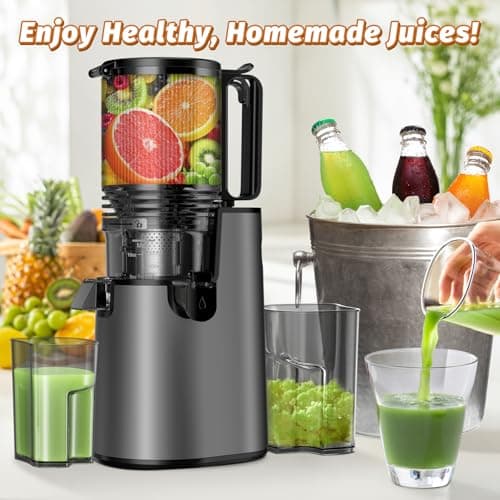 Cold Press Juicer, Juicer Machines with 5.8" Wide Feed Chute for Juice Extractor, Slow Masticating Juicer for Vegetables & Fruits with High Juice Yield, Easy to Clean (Black) 6