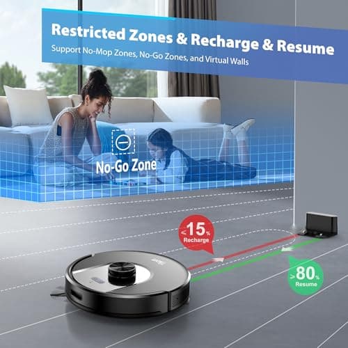 Tikom Robot Vacuum and Mop Combo, 6000Pa Automatic Robotic Vacuum Cleaner, Smart Mapping, 150 Min Max, Ideal for Pet Hair, Hardfloors, Carpets, Home(L8000 Pro) 7