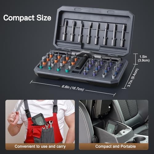 Bomivoi 42 in 1 Magnetic Screwdriver Set, DIY Ratchet Screwdriver Set, Multi Bit Magnetic Drive Set with Detachable Ratchet Handle, Portable Compact Repair Tool Kit for Furniture Computer Bicycle Gray 7
