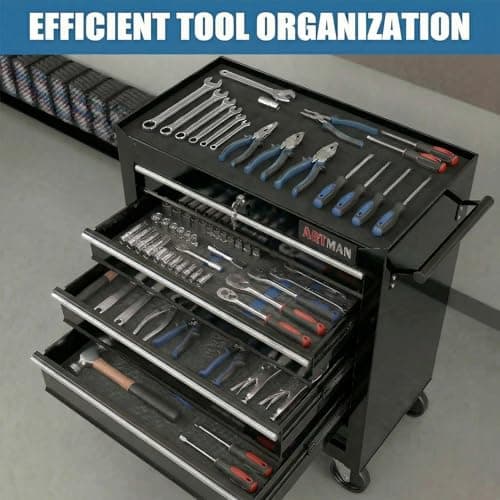 nifoti 5-Drawer Tool Cart on Wheels, Rolling Tool Chest Storage, Trolley Organizer for Garage, Warehouse, Workshop, Repair Shop (5 Large Drawers-29.3"H-Black) 5