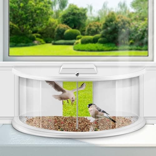 Window Bird Feeders for Viewing Inside House, Inside Window Bird Feeder, 180° Clear View, Stable & Durable, Easy to Install and Feed, Windproof Baffle, for 24-38in Windows