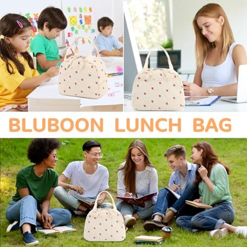 Bluboon Lunch Bag for Women Men Cute Corduroy Lunch Tote Bags Reusable Insulated Lunch Box Large Capacity Reusable Insulated Cooler for Work Picnic or Travel 8