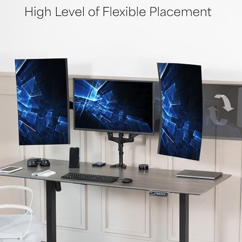 VIVO Triple Pneumatic Monitor Mount for 3 Screens up to 32 inches, Fully Adjustable, Heavy Duty Desk Stand with C-Clamp Grommet, Black, STAND-V300G 10