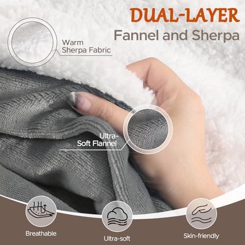 STHYTON Electric Heated Blanket Twin 62''X84'', Soft & Cozy Fast Heating Blanket with 9 Heat Settings & 2-10 Hours Auto Off, ETL Certified & Overheat Protection,Gift for Grandma, Light Gray 7