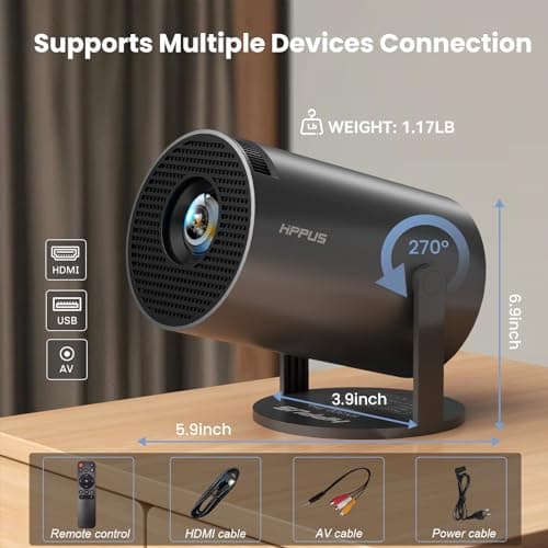 [180°Adjustable Stand] Smart Mini Portable Projector with WiFi and Bluetooth, Auto Keystone Upgraded 350ANSI, Android11.0, Ceiling, Outdoor Use, Compatible with TV Stick Smartphone/HDMI/USB(Grey） 8
