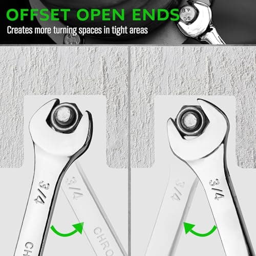 SWANLAKE 15-Piece SAE Wrench Set, V Notch Premium Combination Wrenchs Set, SAE 1/4" to 1-1/16", Max Torque, 12-Point, Chrome Vanadium Steel, with Storage Rack 6