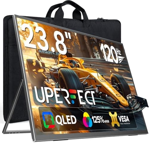 UPERFECT QLED 24" 120Hz Portable Monitor 1080P 125% sRGB 400Nits w/Stand & VESA, HDMI USB-C FHD Travel Monitor for Laptop/Gaming Devices/Phone/Mini PC, External Second Screen for Gaming & Work