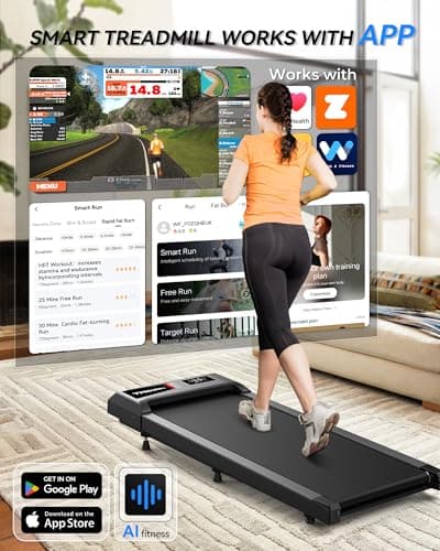 Walking Pad with 10% Incline, Walking Pad Treadmill 265lb Capacity, [Voice Control] Works with KINOMAP WELLFIT APP, 2.5HP Running Pad Small Treadmill for Home Office Apartment 8
