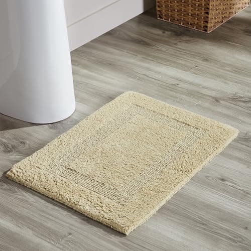 Better Trends Bath Room Rugs 100% Cotton Soft Tufted 17" x 24" Bath Rug Water Absorbent, Reversible Machine Washable for Bath Room Floor Decor, Laundry Room, Oeko-Tex Certified Sand Lux Collection
