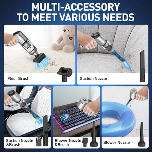 AHNR Handheld Car Vacuum Cleaner Cordless with Brushless Motor, 20000PA High Power Vacuum Cleaner & Air Duster, 3 in 1 Keyboard Portable Mini Hand Held Vacuums Cleaner for Car Home 5