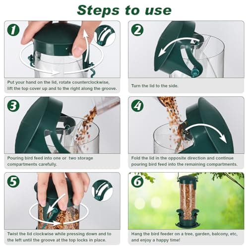 Gbekery Tube Bird Feeders for Outdoors Hanging, Upgrade 3-in-1 Tubes 3-Port Small Bird Feeder Tube for Outside, Green Finishing Attracting for Wild Birds, 10 Inches 5