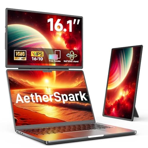 Laptop Screen Extender Portable Monitor, Dual 16.1" 1080P FHD Frameless Screen, Detachable Monitor Extender for Laptop, Fit for 13-17" Laptops, Compatiable with Windows/Mac/Chrome/Android (N2-16.1")