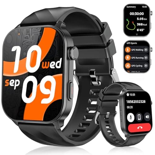 Smart Watch for Men Women Built-in GPS Fitness Tracker, 2.01" HD Touchscreen(Answer/Make Calls), 110+ Sport Modes with Heart Rate/Sleep Monitor/Compass, 1 ATM Waterproof, for Android iOS, Black