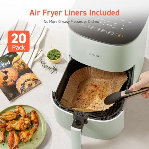 COSORI Air Fryer Pro LE 5-Qt Airfryer, With 20PCS paper liners, 10 Functions that Dry, Bake, Roast &Preheat, Shake Reminder, Up to 450℉, 85% Oil less, Compact, 130+ Recipes, Dishwasher Safe, Green 7