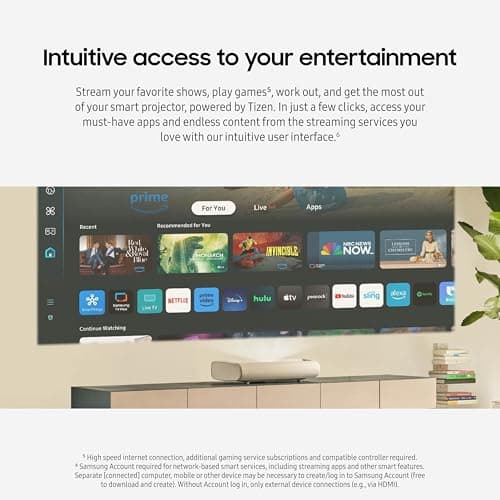 Samsung 120-Inch Class LPU7D Series The Premiere Ultra Short Throw 4K AI Smart TV Laser Projector for Home Theater w/ Gaming Hub, Vision Boost, Powerful Sound, Alexa Built-In, SP-LPU7DSA, 2024 7