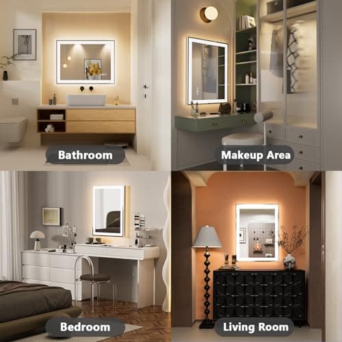 Callsky 24x32 LED Bathroom Mirror with Lights, Super Bright Front & Backlit Vanity Mirror for Wall, Anti-Fog & Memory Smart Mirror, 5mm Shatter-Proof Tempered Glass, ETL Listed, Vertical/Horizontal 9