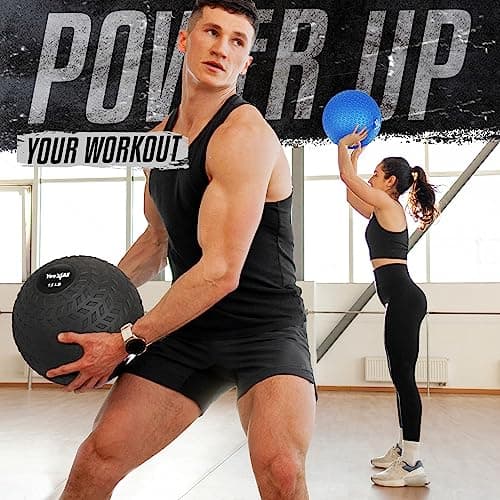 Yes4All Slam Balls Upgraded, 10-12lb Medicine Ball Weight, Durable PVC Sand Filled Workout Dynamic Medicine Ball for Core Strengthen 7