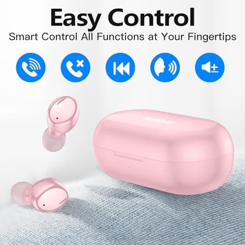 kurdene Wireless Earbuds Bluetooth 5.3 in Ear Buds Light Weight Headphones,Deep Bass Sound,Built in Mics Headset,Clear Calls Earphones for Sports Workout Glossy Bight Pink 5