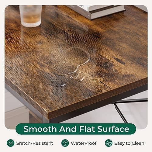 Huuger 47 Inches L Shaped Desk, Computer Desk with Reversible Storage Shelves, for Gaming Corner Home Office Writing Study, Metal Frame, Rustic Brown 7