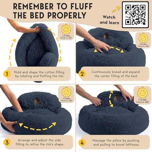 PetJett Calming Dog Bed Medium Size Dog - 30'' Donut Bed, Washable Dog Bed, Anti-Slip & Super Soft Fluffy Plush Round Dog Bed, Anti-Anxiety Premium Comfort Pet Bed, Fits Dogs Upto 45 lbs - Dark Grey 6
