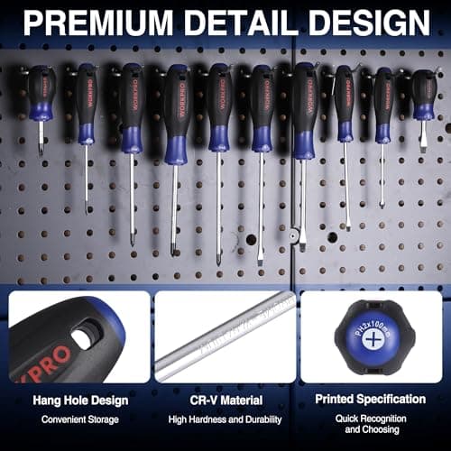 WORKPRO 10-Piece Magnetic Screwdriver Set with Pouch, Phillips, Slotted, Flat Head Screwdriver Include Magnetizer, Screwdriver with Non-Slip Grip, for Home Repair and DIY Projects 5