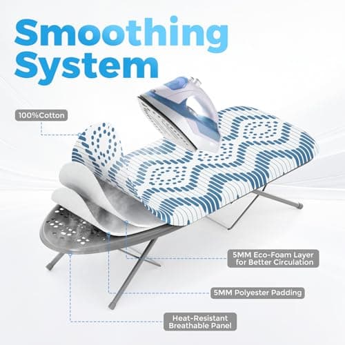 KINGBOARD Tabletop Ironing Board, Small Ironing Boards with Iron Rest, Folding Iron Board, Extra Thick Cover, Portable Tabletop Ironing Board with Non-Slip Feet, 30x12 Blue 6