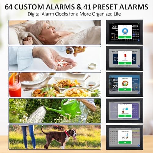 TIXINPO WiFi Smart Digital Clock with Weather and Temperature,with Date and Day of Week for Elderly,64 Alarms, Digital Calendar & Schedule Reminders (10.1" Black) 4